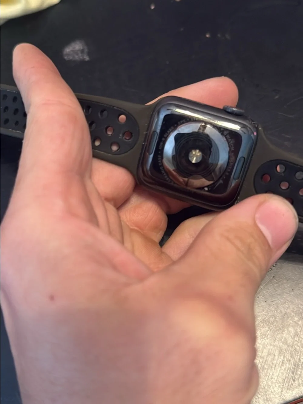 Black Sports Smartwatch with Ventilated Silicone Band